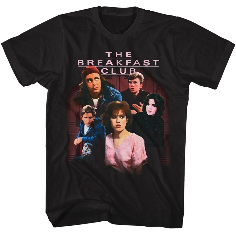 Breakfast Club Group Photo T Shirt Movie Lockers Scene Retro Graphic Tee